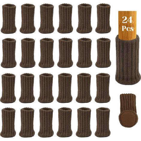 24Pcs Chaussettes de Chaise Mobilier en Feutre, Table mobilier Couvre Meuble Chaise Pieds Couvertures Casquettes Pieds Tampons Plancher Protège - Évitez Les Rayures et Le Bruit(Café Noir) (1/5)