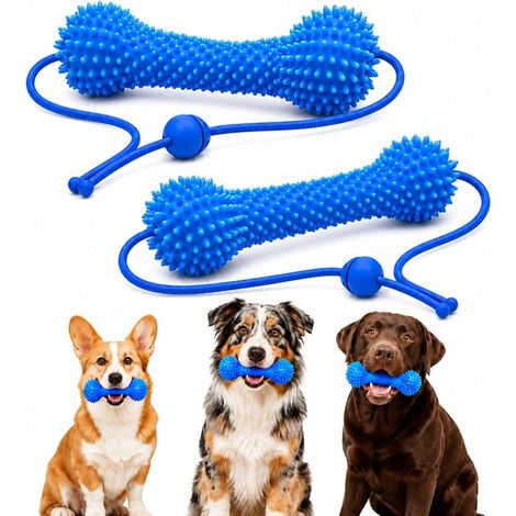 Outil de nettoyage dentaire double action pour chiens, avec jouet à mâcher intégré, pour un brossage des dents plus facile. Outil de soin buccal en caoutchouc souple pour chiens de petite, moyenne et (1/5)