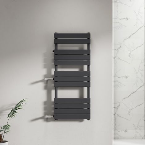 SARDORA Design Badheizkörper 1200 x 500 mm Anthrazit Handtuchheizung Handtuchtrockner Seitenanschluss Nabenabstand 500 & 900 mm links mit Ventile (1/5)