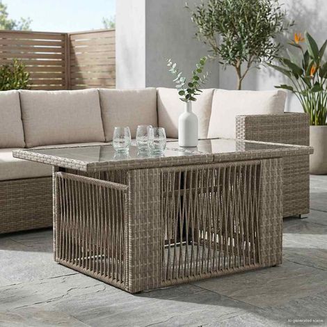 vidaXL Tavolo da Giardino Grigio 100 x 55 x 37 cm Rattan PE e