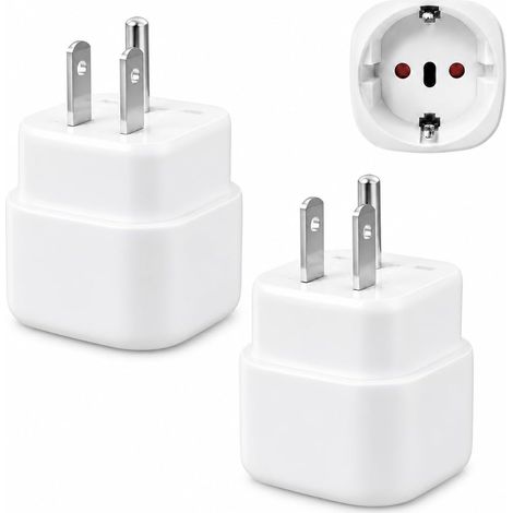 2PS Adaptateur Prise USA, Adaptateur Prise Américaine Compact pour Voyage International, 2500W, Compatible Téléphones, Tablettes et Appareils Électriques Type B, Amérique, Canada et Thaïlande (1/5)