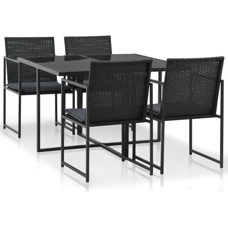 Lot de 5 Ensemble à dîner de jardin,Meubles Mobilier à dîner et coussins Résine tressée Noir -94914 (1/5)