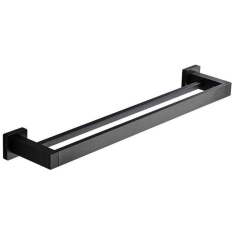 Porte Serviette Double Salle de Bain, Noir Barre Porte Serviette Mural, Porte Essuie Salle de Bain en Acier Inoxydable Porte Torchon Cuisine Support de Serviettes, 40cm