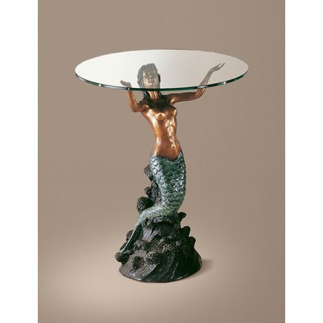 BRONZE Tavolino in bronzo senza cristallo statua sirena (1/2)