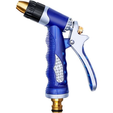 Pistolet pulvérisateur d'eau au jardin à buse bleu, adapté à haute pression, en laiton, à la tête de pistolet à eau de lavage de voiture, la pelouse (1/5)