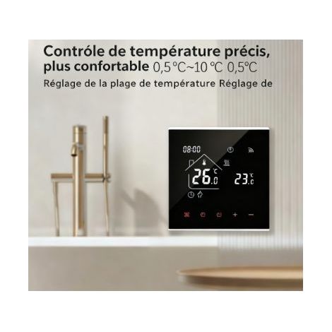 Termostato eléctrico negro para calefacción por suelo radiante M4A - Control mediante aplicación y voz (Alexa, Google Home, Yandex Alice), 16A 3200W, AC220V, protección IP20 - Calefacción inteligente  (1/5)