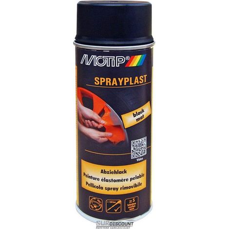 PEINTURE PELABLE ESLASTOMERE SPRAYPLAST NOIR MAT AEROSOL 400ML MOTIP