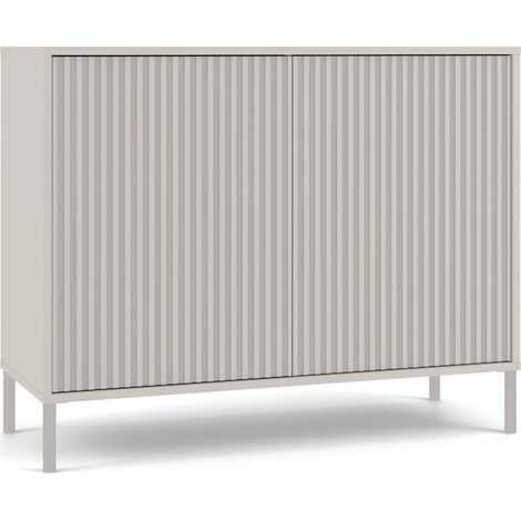 KAMARO – Moderner Kommode mit 4 Regalen und 2 Türen – 82,5x103,5x40 cm – Beige Cachemire mit Rillenfront (1/5)