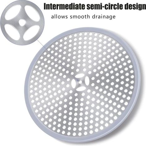 1pc Drain de Douche, Filtre de Cheveux, Filtre pour bonde de Douche, Couverture de Drain Filtre à Évier, Attrape-Cheveux Douche Drain - Acier Inoxydable Argent (1/3)