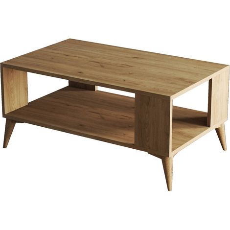 Table basse Lozio, un compartiment, forme rectangulaire, 41.6x90x54h cm Chêne Marron (1/5)