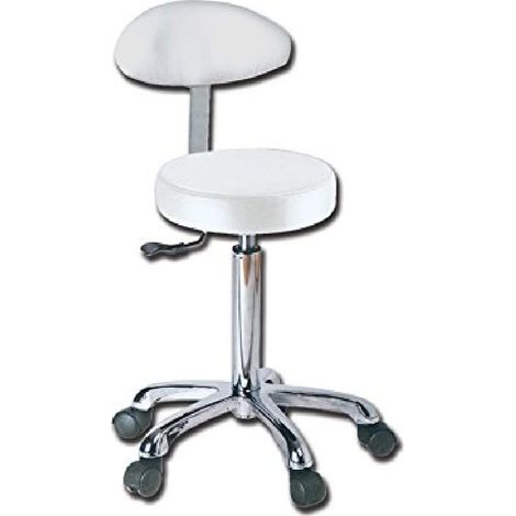 GIMA - Sgabello con schienale e seduta imbottita in finta pelle Ø 34 cm, altezza regolabile, bianco, 45241