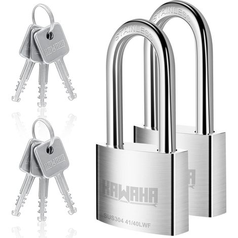Edelstahl-Vorhängeschloss 40mm, 2er-Set, gleichschließend, für Innen & Außen