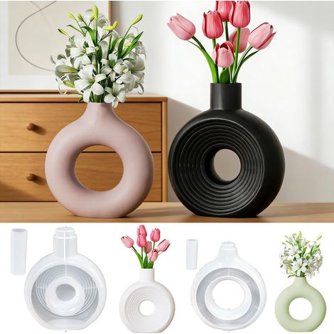 Lot de 2 moules en silicone pour vase à faire soi-même, vase à fleurs, moule en silicone, moule en résine époxy, moule en silicone fait à la main, pour décoration de bricolage, cadeaux faits à la main (1/5)