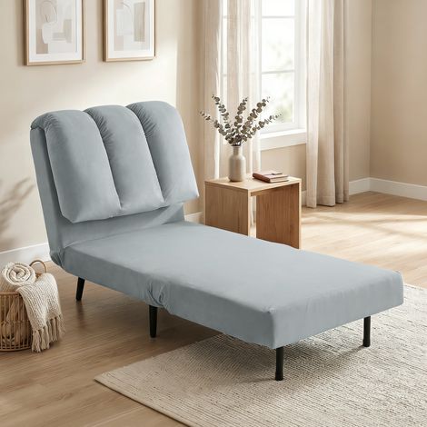 Sillón Cama Individual 3 en 1 Sofá Cama Plegable con Respaldo Ajustable y Cojín Grueso para Salón 72x88x87 cm Gris (1/5)