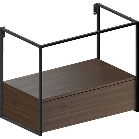 PURA structure de lavabo 102,6x46cm, noir mat/noyer (1/3)