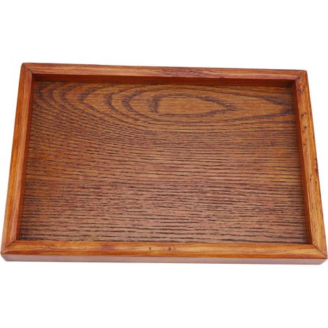 Rechteckiges Holztablett zum Servieren von Tee und Snacks, Aufbewahrungsschale für Lebensmittel für Hotel und Zuhause (22x15 cm) (1/5)