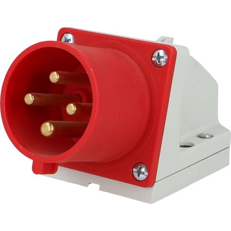 Socle mâle CEE triphasé, 4 x 32A, coudé