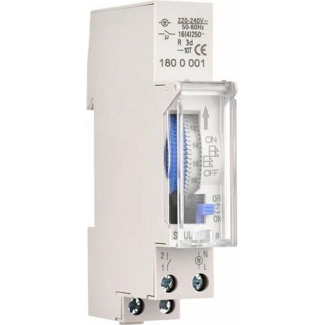 Mechanischer 24-Stunden-Timer, 15-Minuten-Mindesttimer, Schienenmontage, eingebaute Batterie, SUL180a AC220–240 V, Grau – SUL180a AC220–240 V, Grau