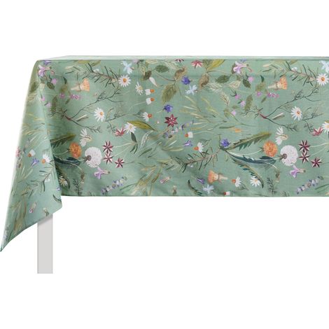 Nappe Rectangulaire 140x240 8 Places Coton et Lin Doux, Toile de Tissu Cuisine et Salle à Manger Intérieure/Extérieure, Accessoire pour Table à Manger Durable et Lavable 40° (1/5)