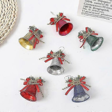 Clochettes de Noël décoratives (6 pièces), grelots scintillants de 5 cm pour sapin, pendentifs pour décorations de Noël. (1/5)