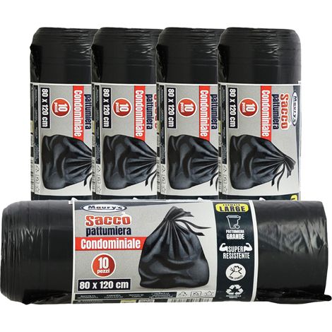 MAURY'S SACCHI PER PATTUMIERA 80X120 CM 5 CONFEZIONI DA 10 PEZZI IN COLORE NERO (1/2)