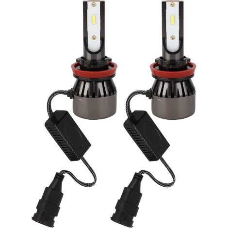 Paquete de 2 bombillas LED L8 blancas ultrabrillantes de 60 W y 6000 K para faros de coche (compatibles con H8, H9 y H11). (1/2)