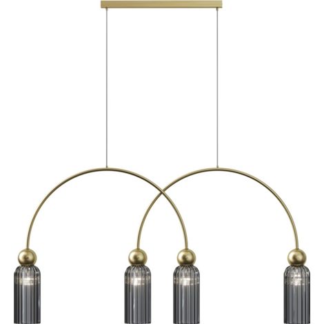 Maytoni Antic Plafonnier suspendu de bar moderne doré 4xE14 abat-jour gris