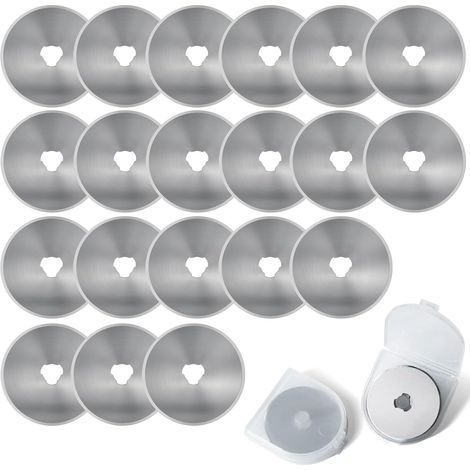 20 Pièces Lame Rotatives de 45 mm Lames de Rechange pour Cutter Lames Rondes avec Étui de Rangement pour Quilting Papier Tissu Scrapbooking Couture Coupe-Tissu (1/5)