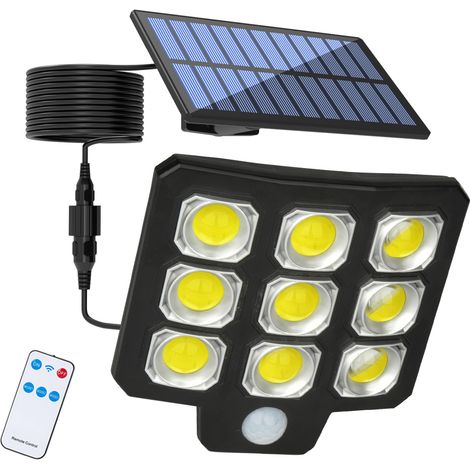 Projecteur solaire 3 modes avec détecteur de mouvement, applique murale 63 COB pour jardin, terrasse, garage (1/5)