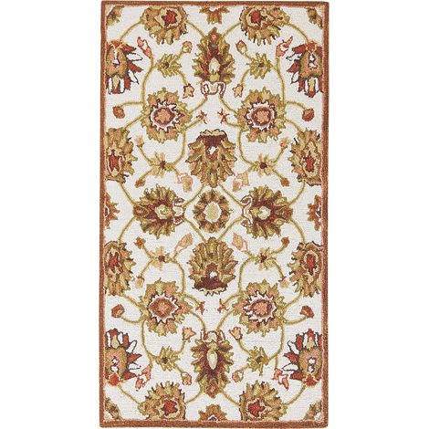 Tappeto lana beige e marrone 80 x 150 cm Ezine