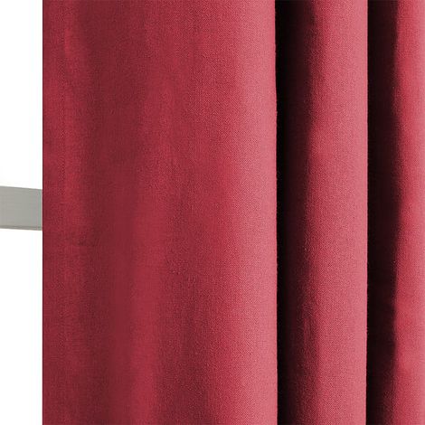 Rideau avec oeillets - Tamisant - Coton - Rouge - 140x240cm (1/3)