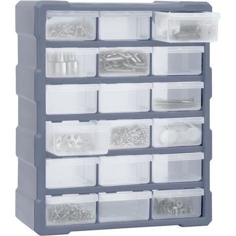 vidaXL Mobile Contenitore con 18 Cassetti Medi 38x16x47 cm
