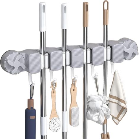 Range-Balais Mural Porte-Outils Jardin Pelle Brosse Chiffon Support À Ventouse Brosse Chiffon Serviette Pour (1/5)