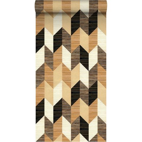 papier peint intissé XXL dessin graphique noir, marron et beige - ESTAhome (1/5)