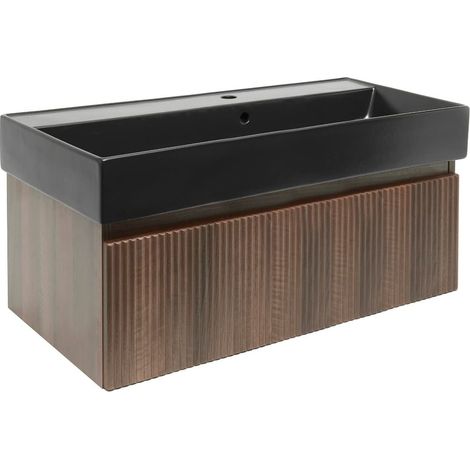 Swiss Aqua Technologies Badezimmermöbel mit Waschbecken SAT Evolution 98x30x44,8 cm Nussbaum matt (SATEVO100NAU2B)
