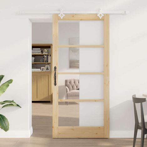 Porte Coulissante-Porte intérieure Marron 93 x 202 cm Bois et métal 497237 (1/5)