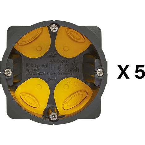 Legrand - Lot de 5 boîtes d'encastrement 1 poste Écobatibox - Profondeur 40mm
