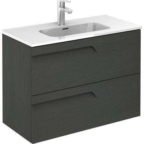 ROYO VITALE Mueble de Baño con Lavabo Fondo Reducido 2 Cajones Gris Nature - Medida: 80 cms - ref: C0072361 (1/5)