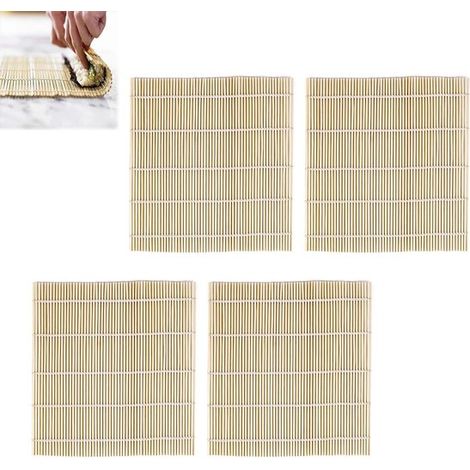 Dailygoods Natürliche Bambusmatte Sushi Matte 24 x 24 cm 4 Stück (1/5)