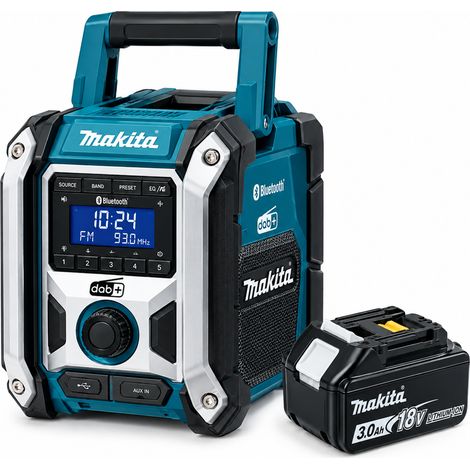 Makita DMR115F1 – Radio de chantier 25 W Bluetooth®, DAB/DAB+, FM + Batterie BL1830B 18 V 3,0 Ah