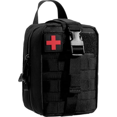 Sac de premiers secours d'urgence de voyage, pochette Molle multifonctionnelle pour premiers secours, sac médical tactique détachable pour activités de plein air, Noir , Sportif (1/5)