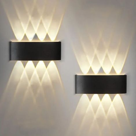 Set da 2 applique da parete per esterni e interni, nere, fascio regolabile in W, luce calda dimmerabile, impermeabilità IP65, adatte all'uso interno ed esterno. (1/5)