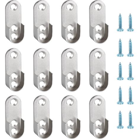 12 Pièces Suppor Tringle Penderie Métal Supports d'Extrémité de Rail Ovale Utilisé Pour Suspendu Placard Barre de Penderie Vetement Accessoires (avec 36Pièces M416Vis) (1/5)