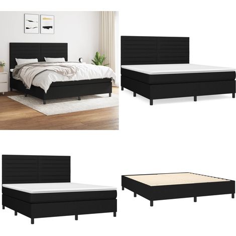 Boxspringbett mit Matratze Schwarz 160x200 cm Stoff - Boxspringbett - Doppelbett - Schlafraum - Bettenrahmen - Matratze - Home & Living (1/5)