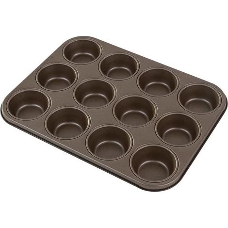 Plaque à 12 Muffins - Acier - Revêtement Antiadhérent Bicouche Garanti sans PFAS - Qualité Professionnelle (1/2)