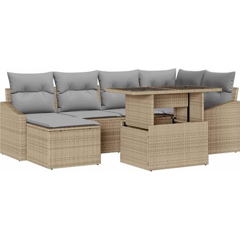 Maison Exclusive - Ensemble de canapé de jardin 7 pc Beige et Gris clair (1/5)