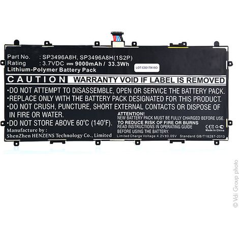 NX - Batterie tablette 3.7V 8000mAh - SP3496A8HSP3496A8HSP3496A8H(1S2P)SP3496 (1/3)