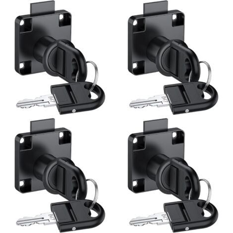 4PCS serrure à came avec clé identique, verrou de sécurité d'armoire pour placard, tiroir, armoire de rangement, armoire de rangement, boîte aux lettres, tiroir, maison noir (1/5)
