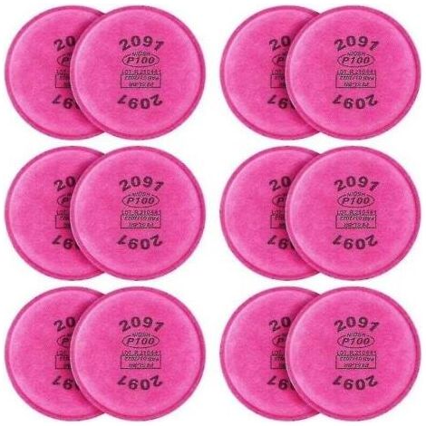 12 Pcs 2091 P100 Particulate Filter Replacement For 6000 6200 6800 7000 Ff-4 Model 2091 P100 Filter (1/5)