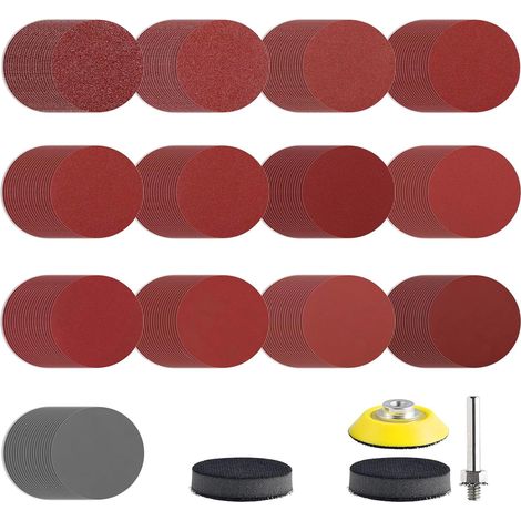 Disque Poncage 50mm Papier Abrasif Grain 80/100/120/150/240/320/400/600/800/1000/1200/2000/3000 Tige 6mm et Support Abrasif Meuleuse pour Ponceuse (260PCS) (1/5)